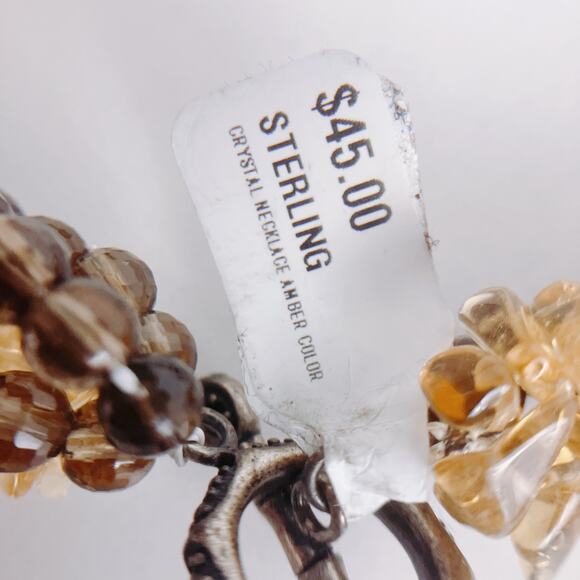 VTG Necklace Sterling Clasp Citrine and Smoky Quartz Beads, 90s Choker, Princess - Picture 9 of 10
